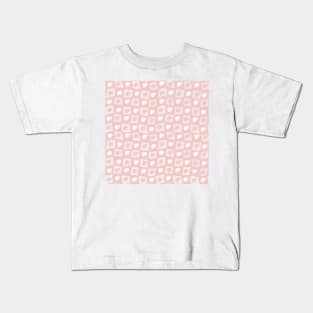 Monstera Deliciosa Leaf Checker Board - pastel blush pink Kids T-Shirt